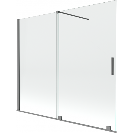 Mexen Velar 2-szárnyú toló kádparaván 180 x 150 cm, átlátszó, gun metal - 896-180-000-01-95