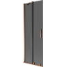 Mexen Velar paravan de baie cu 2 uși glisante 75 x 150 cm, grafit, aur roz - 896-075-000-41-60