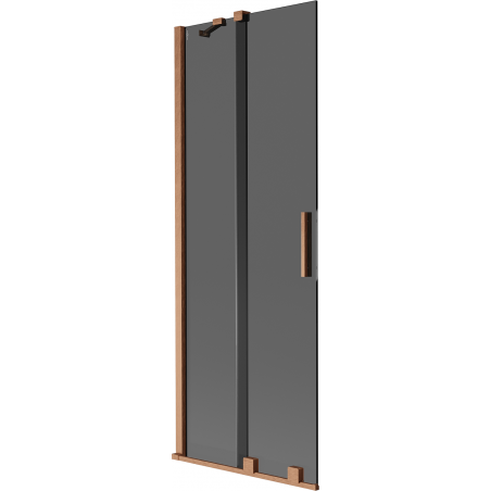 Mexen Velar 2 szárnyas csúsztatható fürdőkád paraván 75 x 150 cm, grafit, kefe réz - 896-075-000-41-65