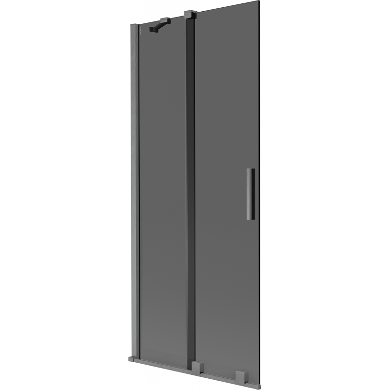 Mexen Velar kádparaván 2 szárnyú tolóajtós 85 x 150 cm, grafit, gun gray csiszolt - 896-085-000-41-66
