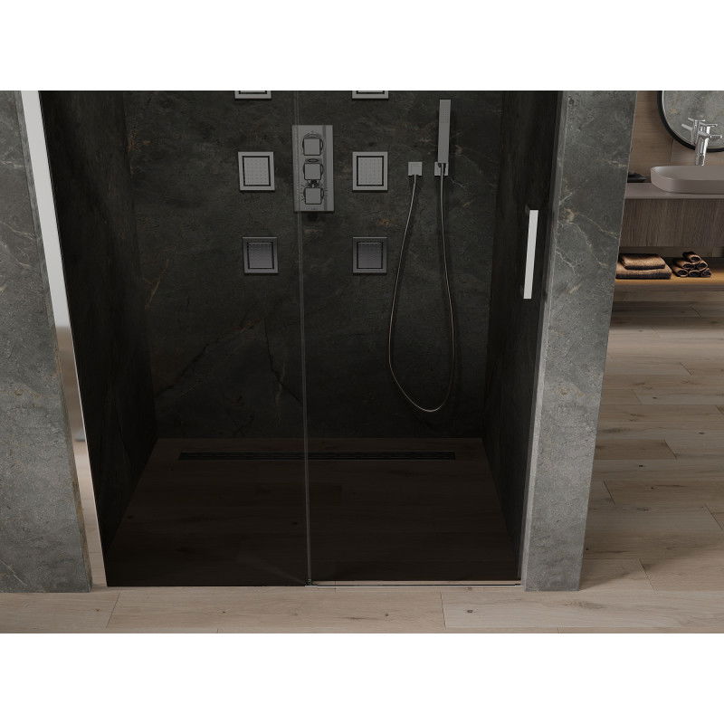 Mexen Omega tolóajtós zuhanykabin 160 cm, grafit, króm - 825-160-000-01-40