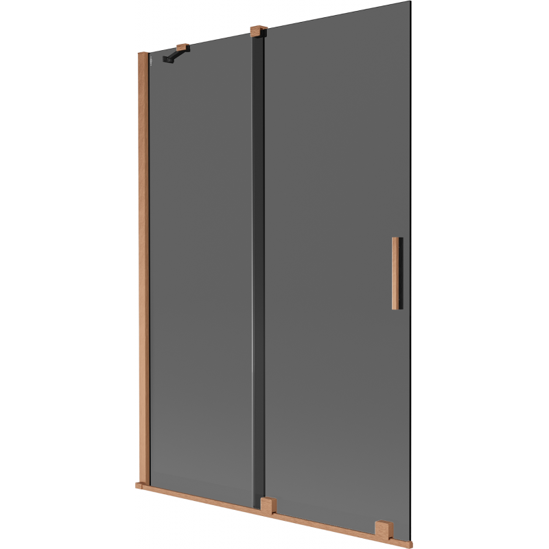 Mexen Velar kétszárnyú tolóajtós fürdőszobai válaszfal 120 x 150 cm, grafit, kefélt réz - 896-120-000-41-65
