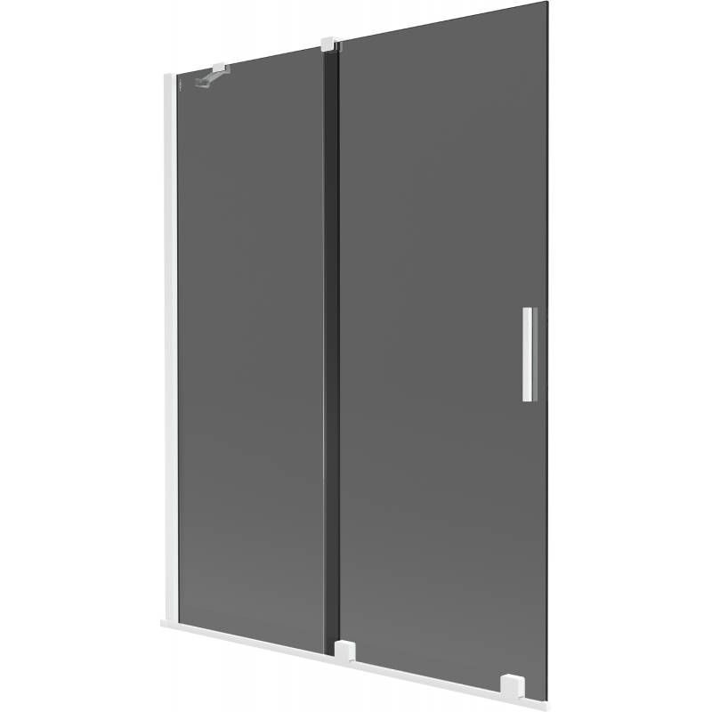 Paravan cadă glisant Mexen Velar 2 uși 130 x 150 cm, grafit, alb - 896-130-000-41-20