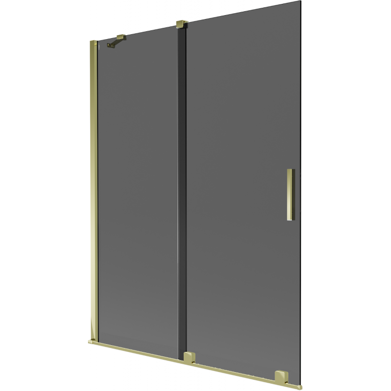 Mexen Velar kétszárnyú toló fürdőszobafal 130 x 150 cm, grafit, arany - 896-130-000-41-50