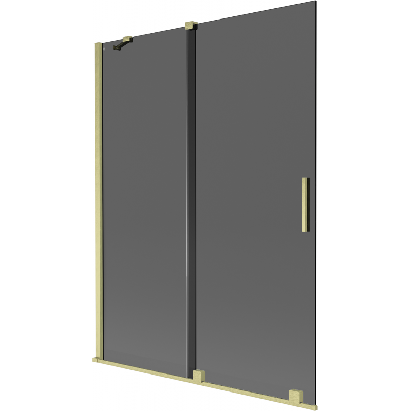 Mexen Velar paravan de cadă cu 2 uși culisante 130 x 150 cm, grafit, auriu periat - 896-130-000-41-55