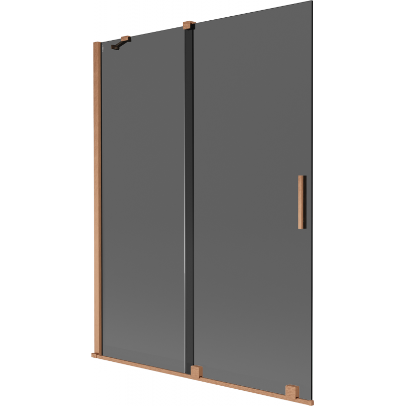 Mexen Velar kétszárnyú, 130 x 150 cm-es tolóajtós fürdőszobai paraván, grafit, kefélt réz - 896-130-000-41-65