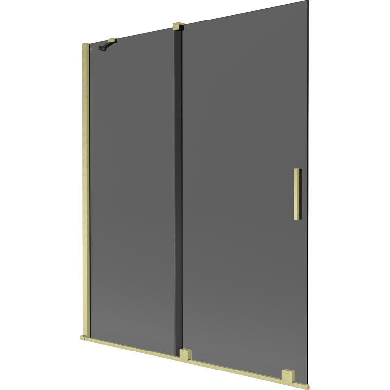 Mexen Velar 2-szárnyas, toló fürdőszobai paraván 140 x 150 cm, grafit, arany kefélt - 896-140-000-41-55