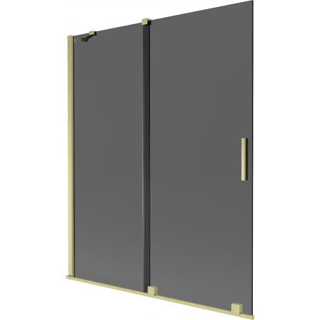 Mexen Velar 2-szárnyas, toló fürdőszobai paraván 140 x 150 cm, grafit, arany kefélt - 896-140-000-41-55