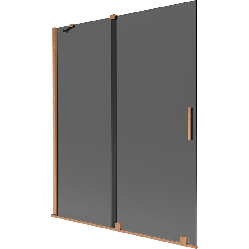 Mexen Velar panou de baie cu 2 aripi culisante 140 x 150 cm, grafit, cupru periat - 896-140-000-41-65