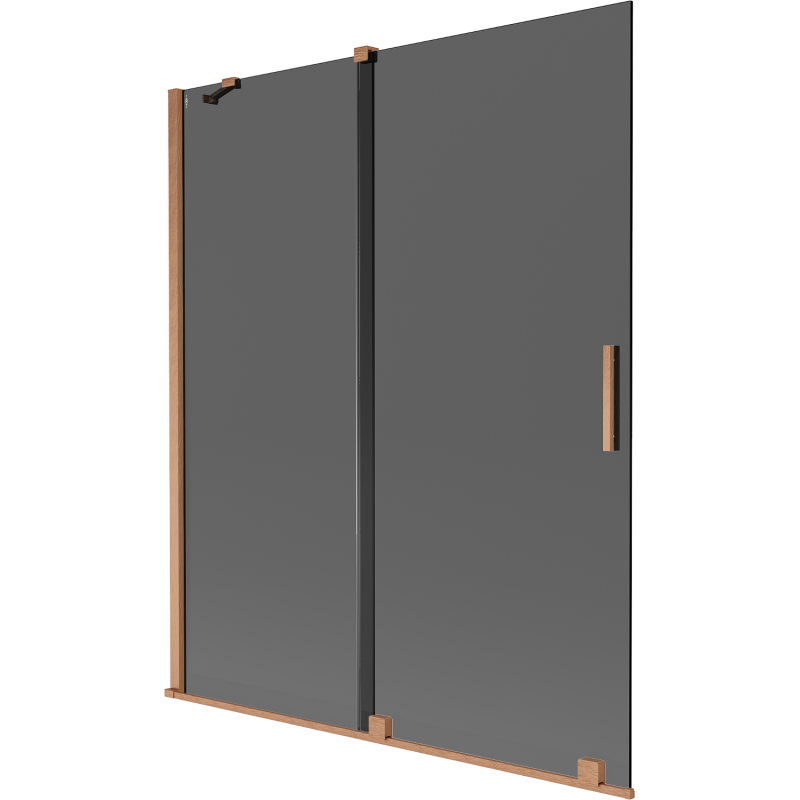 Paravan cadă Mexen Velar cu 2 uși glisante 140 x 150 cm, grafit, cupru periat - 896-140-000-41-65