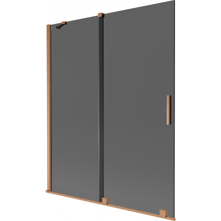 Mexen Velar kádparaván 2-szárnyú tolórendszerrel 140 x 150 cm, grafit, kefélt réz - 896-140-000-41-65
