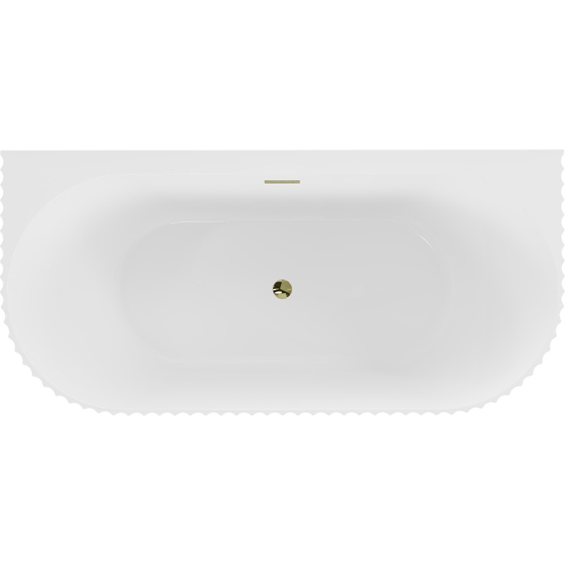 Mexen Sella bordás szabadon álló falhoz közelíthető kád 150 x 75 cm, fehér fényes, arany túlfolyó - 52711507500-50