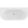 Mexen Sella bordás szabadon álló falhoz közelíthető kád 150 x 75 cm, fehér fényes, arany túlfolyó - 52711507500-50