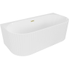Mexen Sella cadă freestanding cu spate la perete, canelată 150 x 75 cm, alb lucios, preaplin auriu periat - 52711507500-55