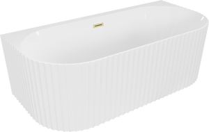 Mexen Sella cadă freestanding cu spate la perete, canelată 150 x 75 cm, alb lucios, preaplin auriu periat - 52711507500-55