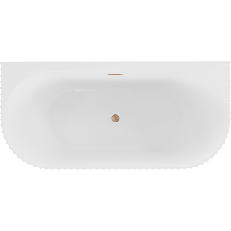 Mexen Sella cada freestanding cu nervuri 150 x 75 cm, alb lucios, preaplin cupru periat - 52711507500-65