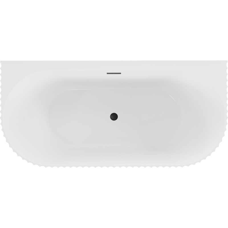Mexen Sella szabadonálló fal melletti bordázott kád 150 x 75 cm, fehér fényes, fekete túlfolyó - 52711507500-70