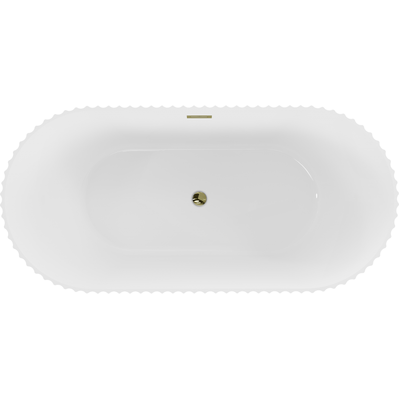 Mexen Paola cadă freestanding cu striații 150 x 75 cm, alb lucios, preaplin auriu - 52721507500-50