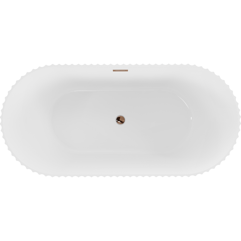 Mexen Paola szabadon álló bordázott kád 150 x 75 cm, fehér fényes, lefolyó rózsaszín arany - 52721507500-60