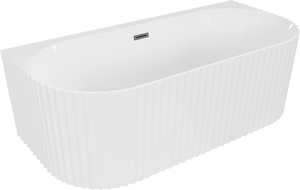 Mexen Sella cadă freestanding de colț cu rifluri 150 x 75 cm, alb lucios, preaplin gun metal - 52711507500-95