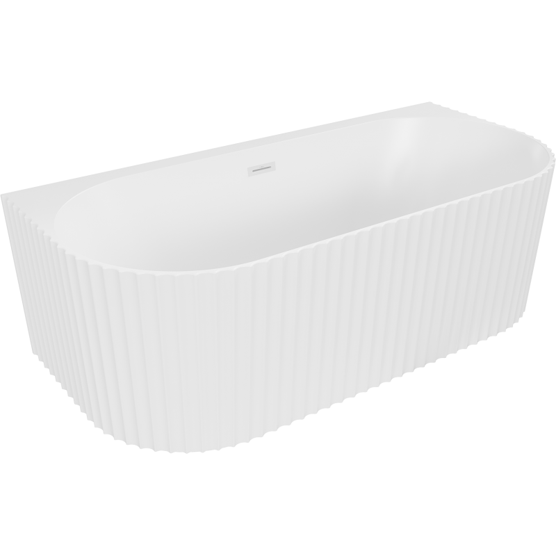 Mexen Sella falra szerelhető szabadon álló bordázott kád 150 x 75 cm, fehér matt, fehér túlfolyó - 52711507501-20