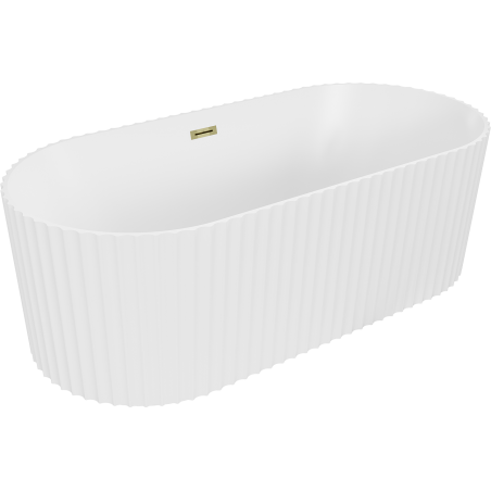 Mexen Paola szabadon álló bordázott kád 150 x 75 cm, fehér matt, arany túlfolyó - 52721507501-50
