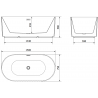 Mexen Paola cadă freestanding canelată 150 x 75 cm, alb mat, preaplin aur roz - 52721507501-60