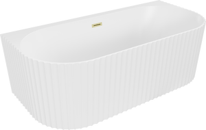Mexen Sella cadă freestanding de perete cu caneluri 150 x 75 cm, alb mat, preaplin auriu periat - 52711507501-55