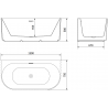 Mexen Sella cadă freestanding cu montare pe perete, riflată 150 x 75 cm, alb mat, preaplin auriu roz - 52711507501-60