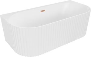 Mexen Sella cadă freestanding de perete cu striații 150 x 75 cm, alb mat, preaplin cupru periat - 52711507501-65