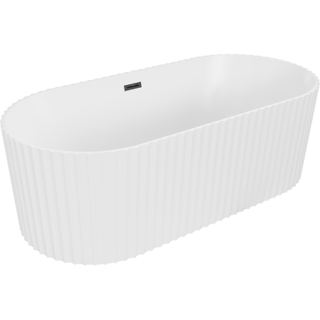 Mexen Paola cadă freestanding striată 150 x 75 cm, alb mat, preaplin negru - 52721507501-70