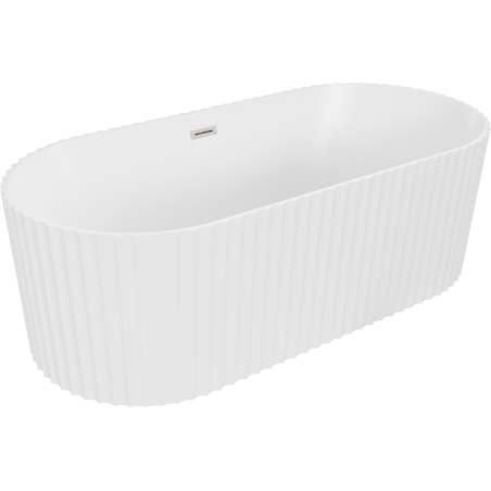 Mexen Paola szabadon álló bordázott kád 150 x 75 cm, fehér matt, szálcsiszolt nikkel túlfolyóval - 52721507501-97