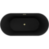 Mexen Paola cadă autoportantă cu suprafață canelată 150 x 75 cm, negru mat, preaplin auriu periat - 52721507571-55