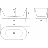 Mexen Paola cadă autoportantă cu caneluri 150 x 75 cm, negru mat, preaplin gun gray periat - 52721507571-66