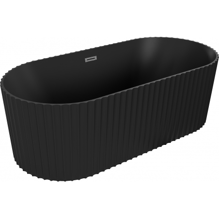 Mexen Paola cadă autoportantă cu caneluri 150 x 75 cm, negru mat, preaplin gun gray periat - 52721507571-66