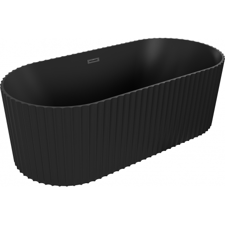 Mexen Paola cadă freestanding canelată 150 x 75 cm, negru mat, preaplin negru - 52721507571-70