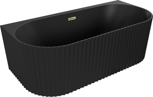 Mexen Sella cadă freestanding cu montare pe perete, 150 x 75 cm, negru mat, preaplin auriu - 52711507571-50