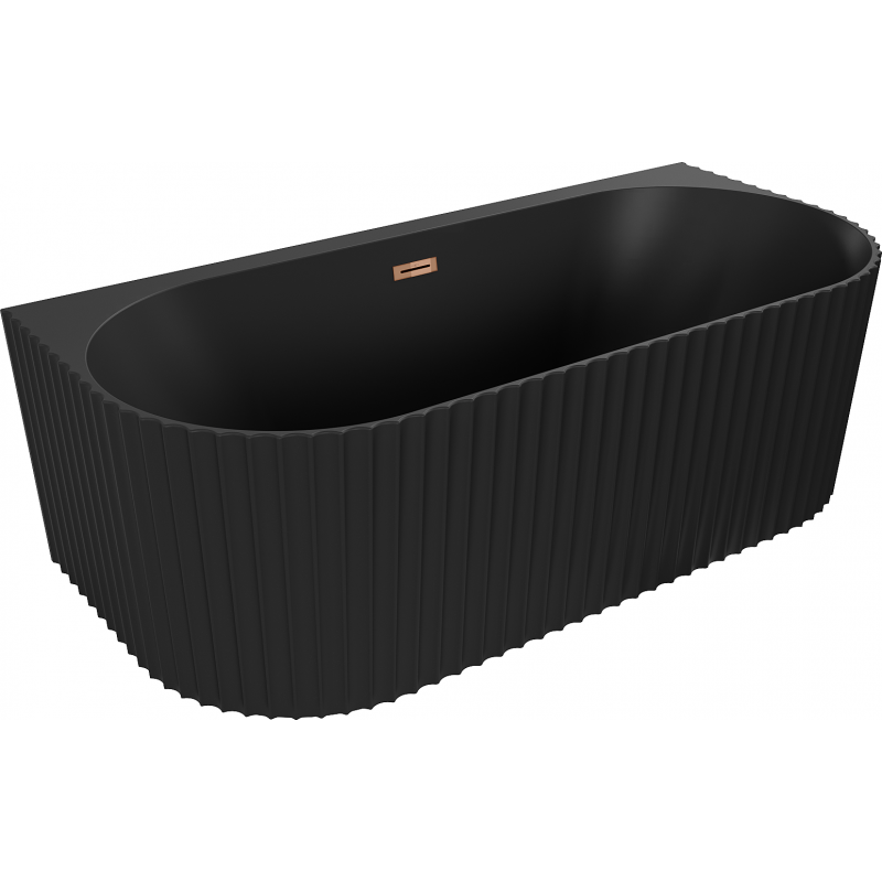 Mexen Sella cadă de baie independentă adiacentă peretelui 150 x 75 cm, negru mat, preaplin aur roz - 52711507571-60