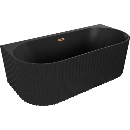 Mexen Sella cadă de baie independentă adiacentă peretelui 150 x 75 cm, negru mat, preaplin aur roz - 52711507571-60