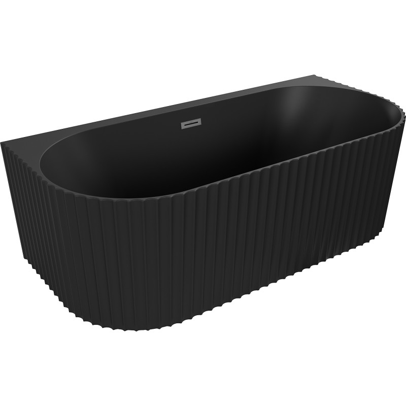 Mexen Sella cadă de baie independentă, cu nervuri, 150 x 75 cm, negru mat, preaplin gun metal - 52711507571-95