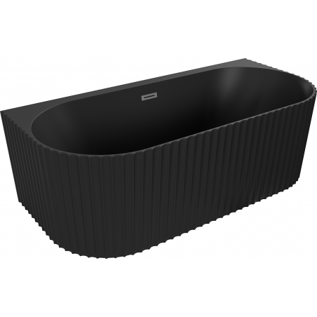 Mexen Sella cadă freestanding de perete canelată 150 x 75 cm, negru mat, preaplin gun metal - 52711507571-95