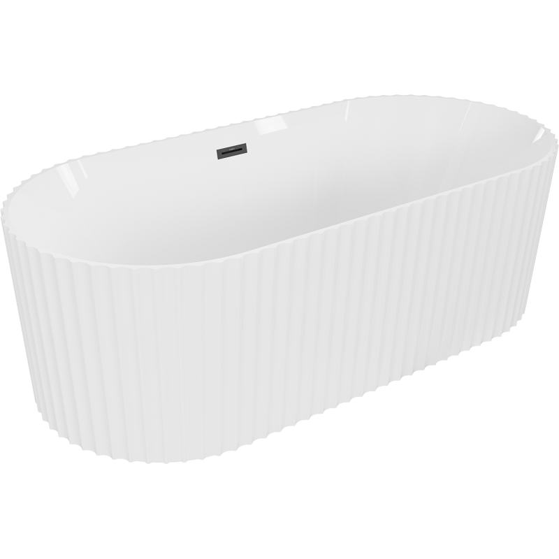 Mexen Paola cadă de baie freestanding cu nervuri 170 x 80 cm, alb lucios, preaplin negru - 52721708000-70