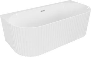 Mexen Sella szabadon álló fal melletti bordázott kád 170 x 80 cm, fényes fehér, króm túlfolyó - 52711708000-01