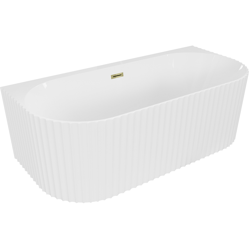 Mexen Sella szabadon álló bordázott kád 170 x 80 cm, fehér fényes, arany túlfolyó - 52711708000-50