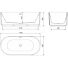 Mexen Paola cadă freestanding cu nervuri 170 x 80 cm, alb mat, preaplin crom - 52721708001-01