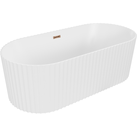 Mexen Paola cadă freestanding canelată 170 x 80 cm, alb mat, preaplin aur roz - 52721708001-60