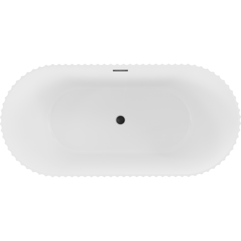 Mexen Paola szabadon álló bordázott kád 170 x 80 cm, fehér matt, fekete túlfolyó - 52721708001-70