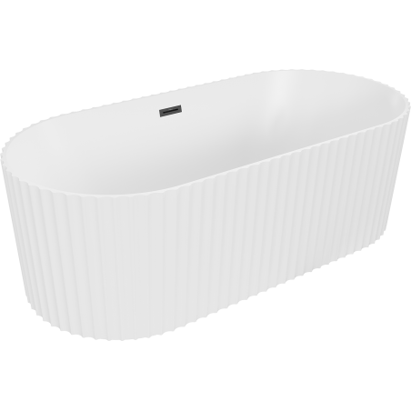 Mexen Paola cadă de baie freestanding, canelată 170 x 80 cm, alb mat, preaplin negru - 52721708001-70