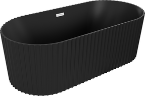 Cada freestanding Mexen Paola cu striații 170 x 80 cm, negru mat, preaplin alb - 52721708071-20