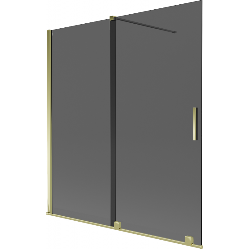 Mexen Velar paravan cadă cu 2 uși glisante 150 x 150 cm, grafit, auriu - 896-150-000-41-50
